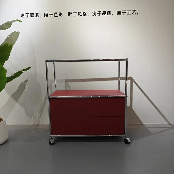 Mobile Two-Drawer Cabinet With Shelf factory